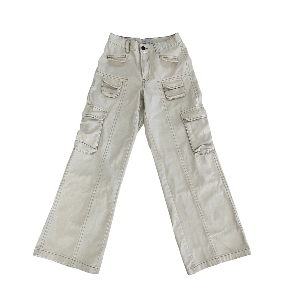 PacSun Womens 90s Baggy Cargo Pants Cream Off-White Wide Leg Denim Size 25